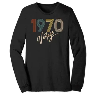 Limited Vintage 1970 Birthday Long Sleeve T-Shirt – Black Heather