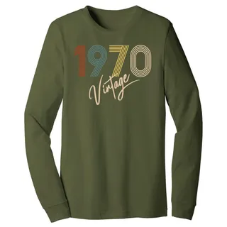 Limited Vintage 1970 Birthday Long Sleeve T-Shirt – Military Green