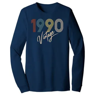 Limited Vintage 1990 Birthday Long Sleeve T-Shirt – Navy