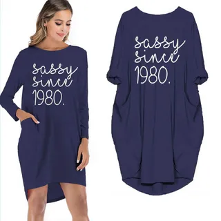 Sassy Since 1980 Limited Edition Pocket Dress – Blue