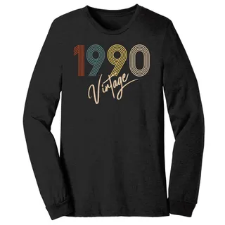 Limited Vintage 1990 Birthday Long Sleeve T-Shirt – Black Heather