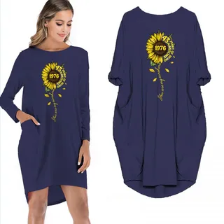 Birthday Outfits You Are My Sunshine Vintage 1976 Limited Edition Pocket Dress – Blue