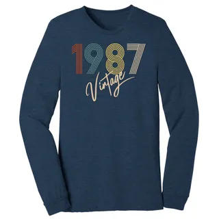Limited Vintage 1987 Birthday Long Sleeve T-Shirt – Heather Navy