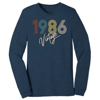 Limited Vintage 1986 Birthday Long Sleeve T-Shirt – Heather Navy