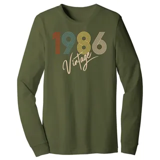 Limited Vintage 1986 Birthday Long Sleeve T-Shirt – Military Green
