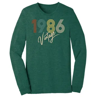 Limited Vintage 1986 Birthday Long Sleeve T-Shirt – Heather Forest