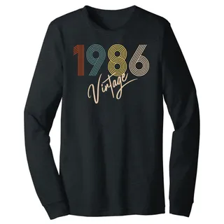 Limited Vintage 1986 Birthday Long Sleeve T-Shirt – Dark Grey Heather