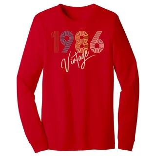 Limited Vintage 1986 Birthday Long Sleeve T-Shirt – Red
