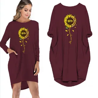 50th Birthday Outfits You Are My Sunshine 1970 Limited Edition Pocket Dress – Red