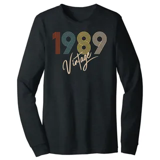 Limited Vintage 1989 Birthday Long Sleeve T-Shirt – Dark Grey Heather