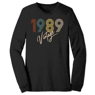 Limited Vintage 1989 Birthday Long Sleeve T-Shirt – Black Heather