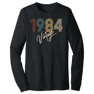 Limited Vintage 1984 Birthday Long Sleeve T-Shirt – Dark Grey Heather
