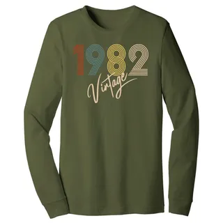 Limited Vintage 1982 Birthday Long Sleeve T-Shirt – Military Green