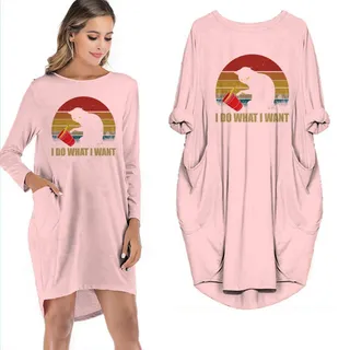 A Girl & Her Animals Living Life In Peace Limited Edition Pocket Dress Hippie Clothes – Pink