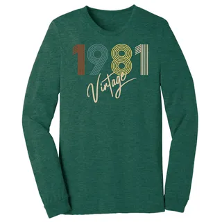Limited Vintage 1981 Birthday Long Sleeve T-Shirt – Heather Forest