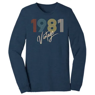 Limited Vintage 1981 Birthday Long Sleeve T-Shirt – Heather Navy