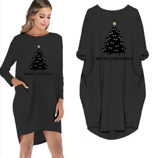 Meowy Christmas Limited Edition Pocket Dress – Black