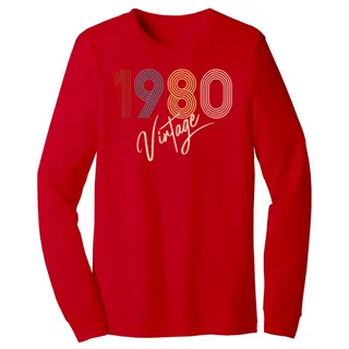 Limited Vintage 1980 Birthday Long Sleeve T-Shirt – Red