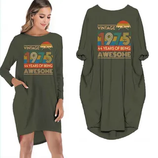 Birthday Outfits Vintage 1975 Pocket Dress – Green