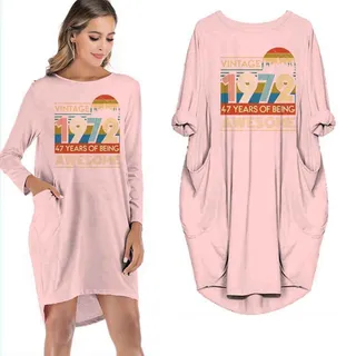 Birthday Outfits Vintage 1972 Pocket Dress – Pink