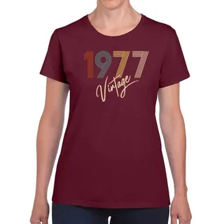 Limited Vintage 1977 Women's Birthday T-Shirt – Maroon