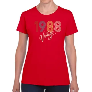 Limited Vintage 1988 Women's Birthday T-Shirt – Red