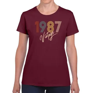 Limited Vintage 1987 Women's Birthday T-Shirt – Maroon