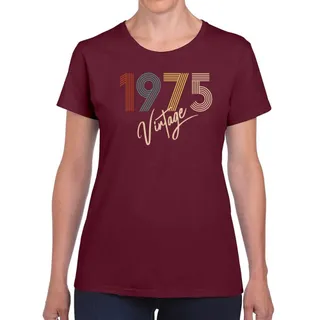 Limited Vintage 1975 Women's Birthday T-Shirt – Maroon
