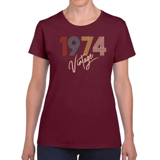 Limited Vintage 1974 Women's Birthday T-Shirt – Maroon