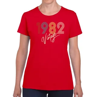 Limited Vintage 1982 Women's Birthday T-Shirt – Red