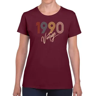 Limited Vintage 1990 Women's Birthday T-Shirt – Maroon