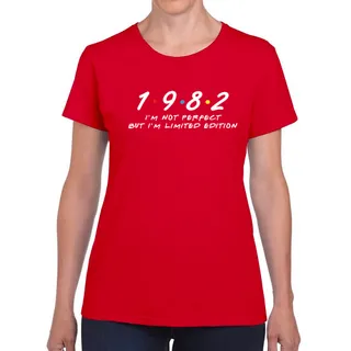 Not Perfect But Limited Edition 1982 Women's Birthday T-Shirt – Red