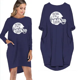 Football Is MY Favorite Season Limited Edition Pocket Dress – Blue