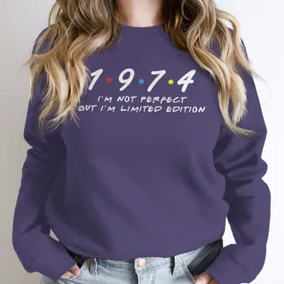 Not Perfect But Limited Edition 1974 Birthday Sweatshirt – Purple
