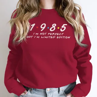 Not Perfect But Limited Edition 1985 Birthday Sweatshirt – Cardinal Red