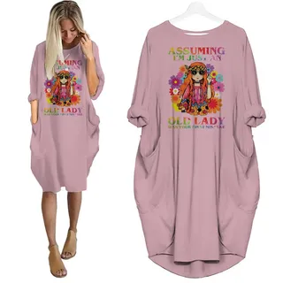 Assuming I'm Just An Old Lady Limited Edition Pocket Dress Hippie Clothes – Pink