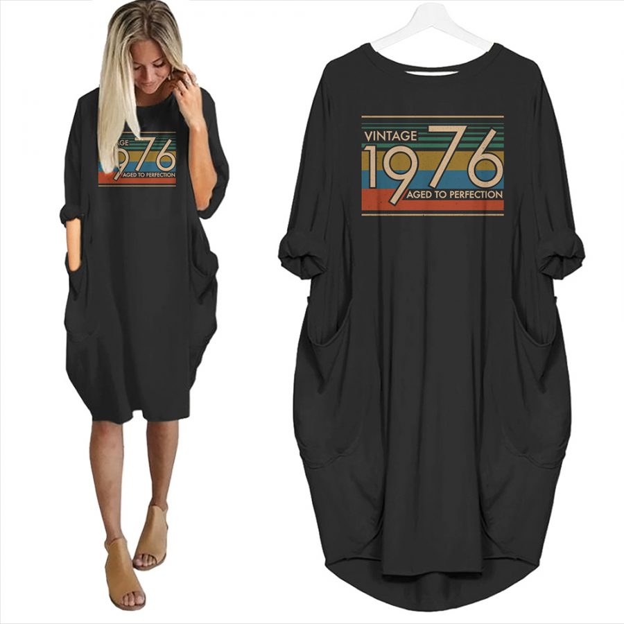 Birthday Outfits Vintage 1976 Aged To Perfection Pocket Dress - variant image 1