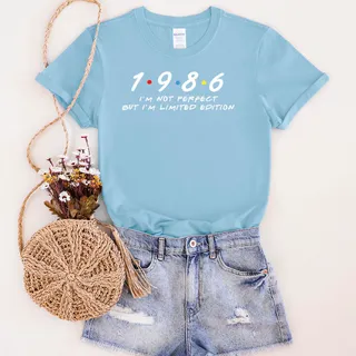 Not Perfect But Limited Edition 1986 Unique Birthday T-Shirt – Light Blue