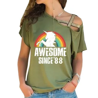 Awesome Since 1988 Limited Edition Off Shoulder Shirt – Green