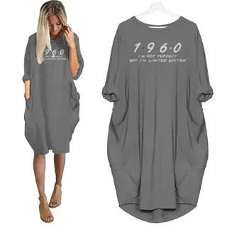 Not Perfect But Limited Edition 1960 Birthday Pocket Dress – Grey