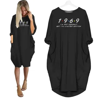 Not Perfect But Limited Edition 1969 Birthday Pocket Dress – Black