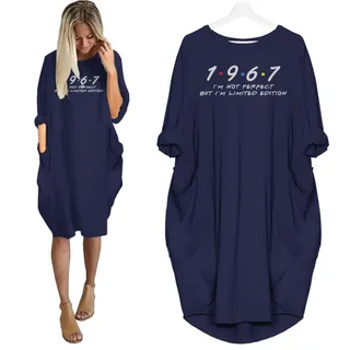 Not Perfect But Limited Edition 1967 Birthday Pocket Dress – Blue