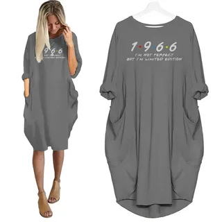Not Perfect But Limited Edition 1966 Birthday Pocket Dress – Grey