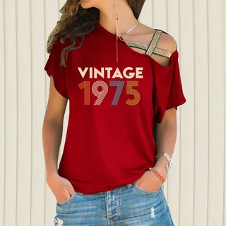 Birthday Shirts Vintage 1975 Limited Edition Off Shoulder Shirt – Red