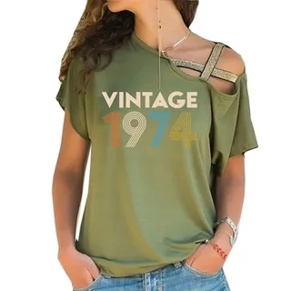 Birthday Shirts Vintage 1974 Limited Edition Off Shoulder Shirt – Green