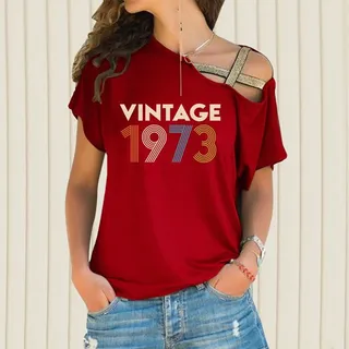 Birthday Shirts Vintage 1973 Limited Edition Off Shoulder Shirt – Red