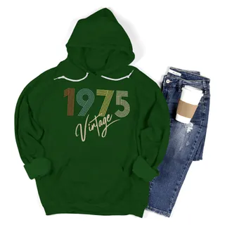 Limited Vintage 1975 Birthday Hoodie – Forest Green