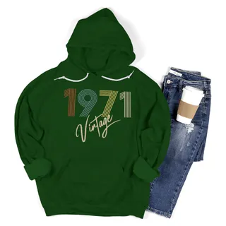 Limited Vintage 1971 Birthday Hoodie – Forest Green