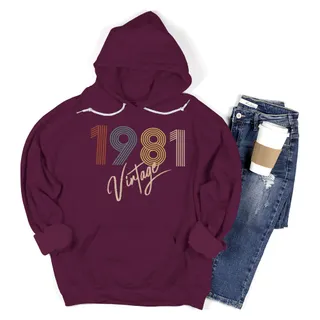 Limited Vintage 1981 Birthday Hoodie – Maroon