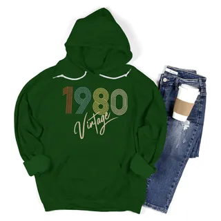Limited Vintage 1980 Birthday Hoodie – Forest Green
